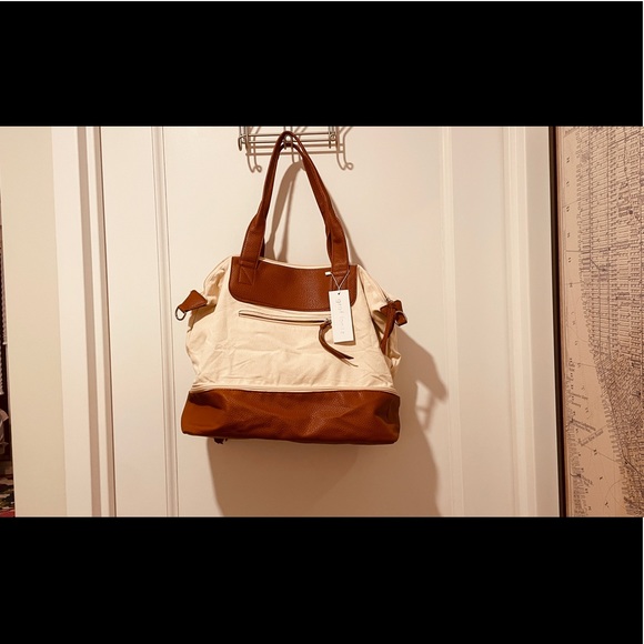 NWT Graf & Lantz Ivory and Brown Travel Tote - Picture 1 of 7